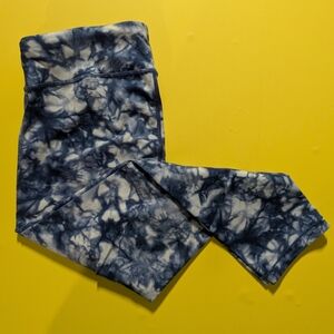 Athleta Navy and White Tie-Dye Leggings